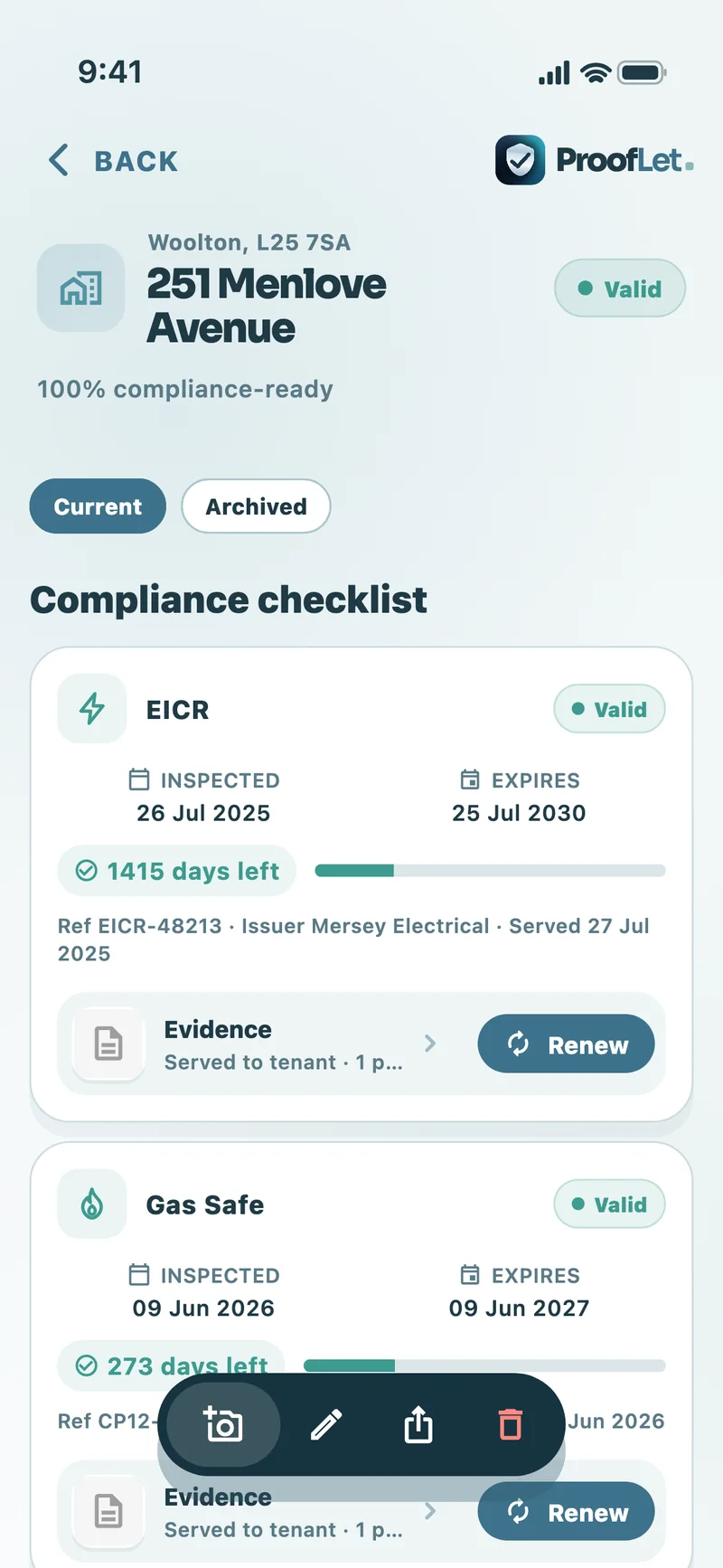 Property detail for 251 Menlove Avenue at 100% compliance with EICR and Gas Safe on file